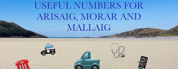 useful numbers for Arisaig. Morar and Mallaig
