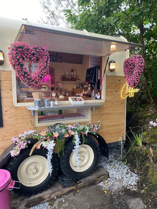 horsebox converted into food kiosk selling snacks and drinks