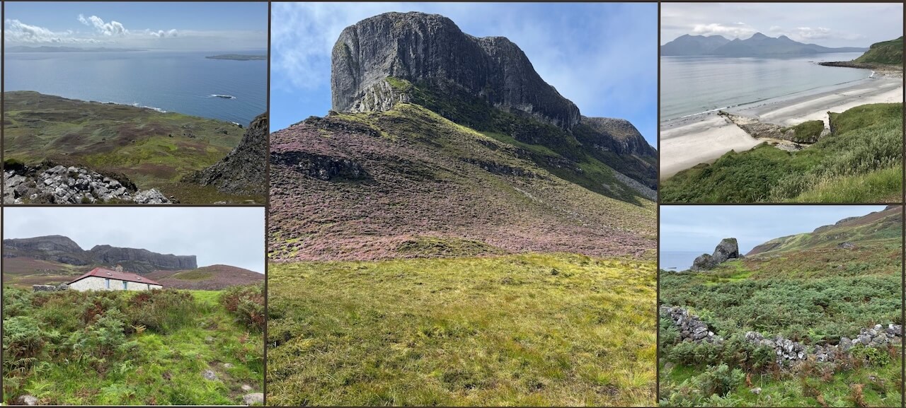 collage of photos of walks on eigg Scotland